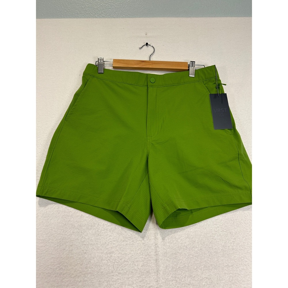 VRST Mens 6" Resort Short Seersucker Green Pulse Relaxed Fit M NEW